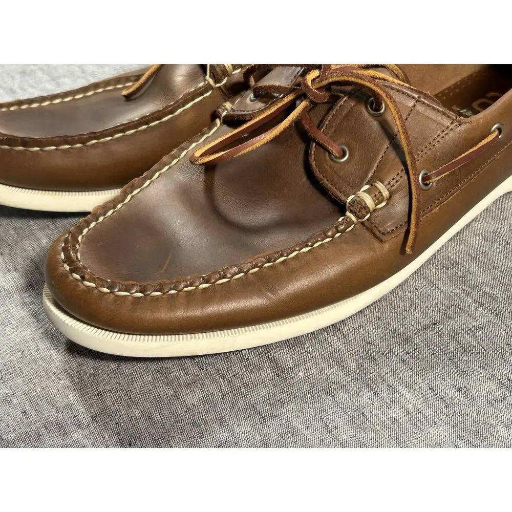Allen Edmonds Maritime Boat Shoe Mens 13 Brown Leather Nautical Rugged Moc-Toe